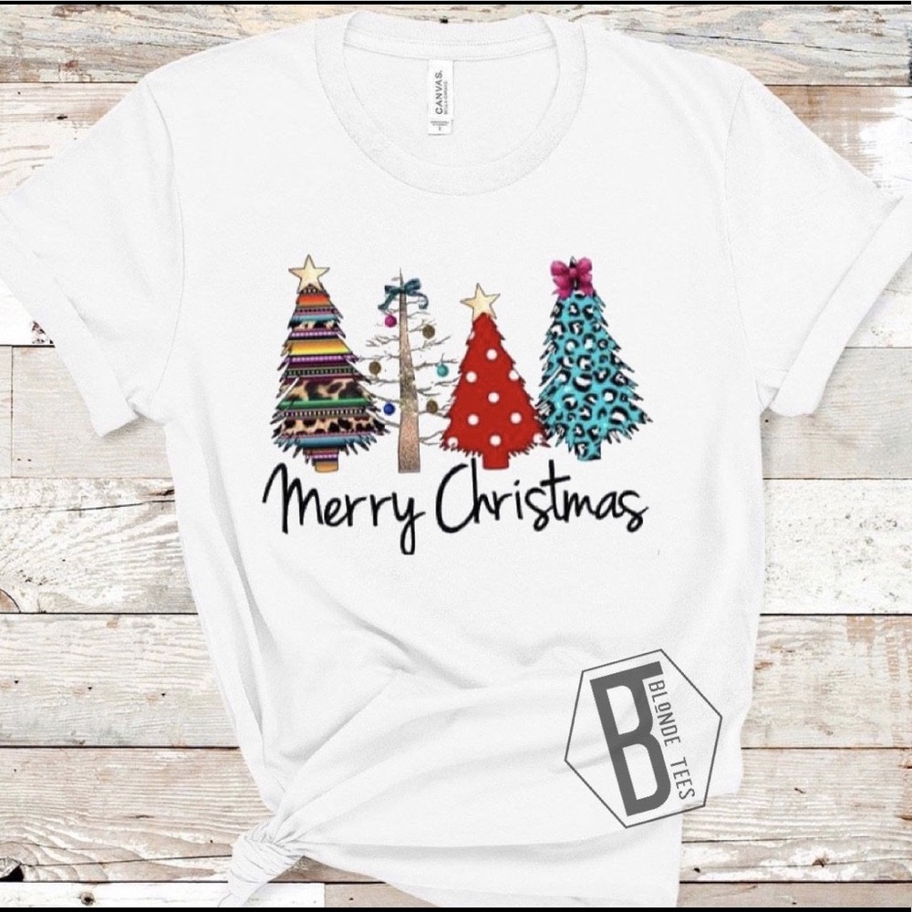 (8) Merry Christmas Trees - Serape / Leopard
